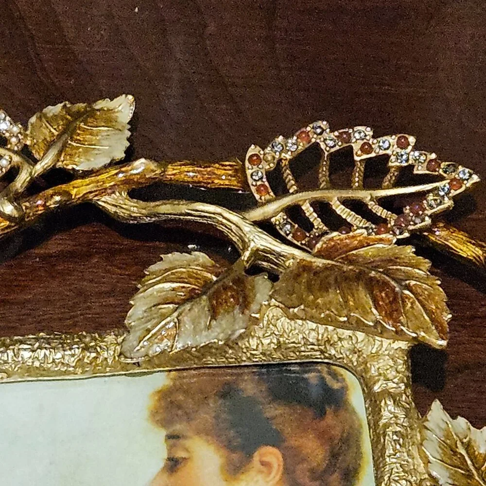 RARE EXQUISITE JAY STRONGWATER GOLD BEE WILD FLOWER FLORAL ENAMEL CRYSTAL FRAME